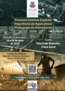 UNEB abre seleção especial para Engenharia de Aquicultura em Valença com inscrição gratuita