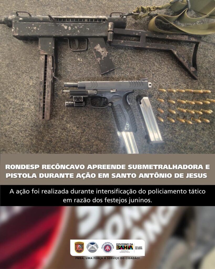 RONDESP RECÔNCAVO APREENDE ARMAS DE FOGO DURANTE AÇÕES DE SEGURANÇA NOS FESTEJOS JUNINOS EM SANTO ANTÔNIO DE JESUS
