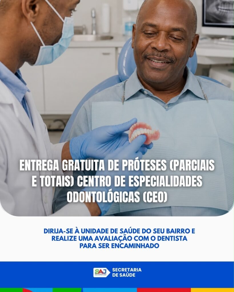 SAJ: Prefeitura por meio do Centro de Especialidades Odontológicas realiza entrega gratuita de próteses dentárias para pacientes da rede municipal