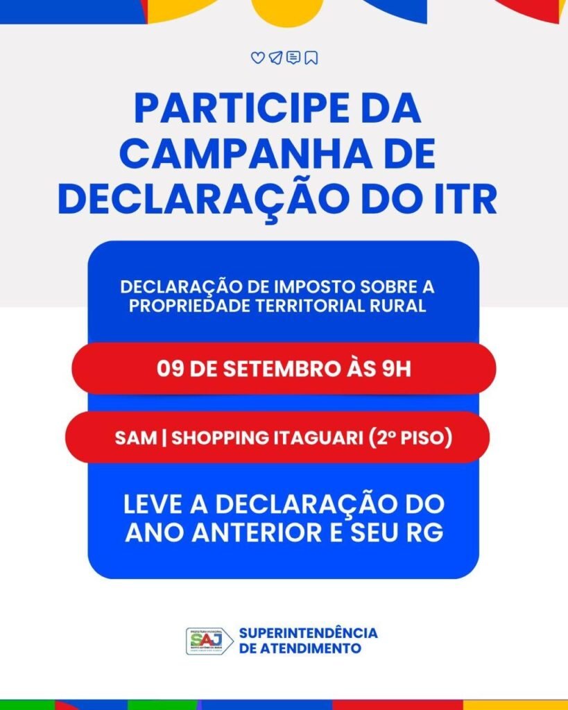 Prefeitura de Santo Antônio de Jesus promove campanha de auxílio para declaração do ITR