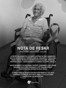 Nota de Pesar: Prefeitura de Santo Antônio de Jesus lamenta o falecimento de Perolina Desterro Souza